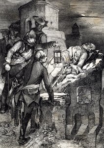 Dødsfallet til kong Charles (eller Carl) XII av Sverige (1682-1718) under beleiringen av det første norske fortet Fredriksten av Peter Johann Nepomuck Geiger