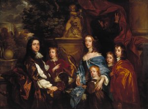 'Sir Edward Hales og hans familie', 1656 av Peter Lely