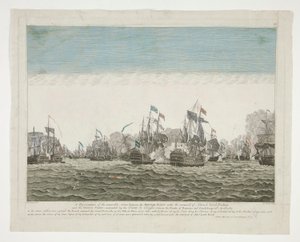 En representasjon av den minneverdige handlingen mellom den britiske flåten under kommando av admiral Lord Rodney og den franske flåten kommandert av grev de Graffe, mellom øyene Domenica og Guadaloupe 12. april 1782