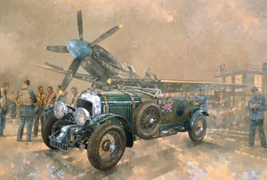 Bentley og Spitfire (olje på lerret)