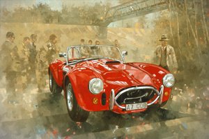 Cobra at Brooklands (olje på lerret) av Peter Miller