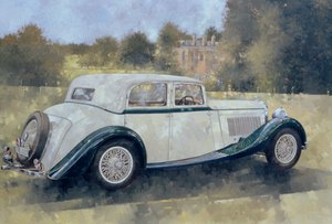 The Green and White Bentley at Althorp (olje på lerret)