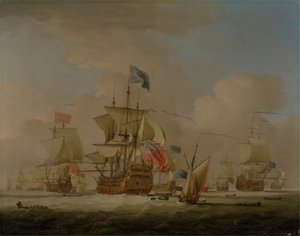 Britiske krigsmenn og en slupp av Peter Monamy