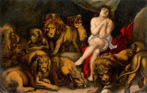 Daniel i løvens hule fra Daniel Bible (trykk)