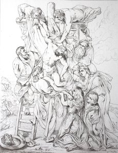 Jesus Kristus, nedstigning fra korset (trykk) av Peter Paul (after) Rubens