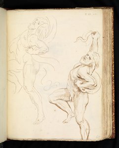 To studier av Laocoon, en med slangene forvandlet til draperi (grafitt, penn og brunt blekk på lagt papir) av Peter Paul (after) Rubens