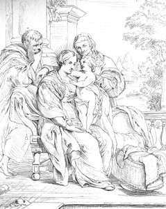 den hellige familien av Peter Paul (after) Rubens