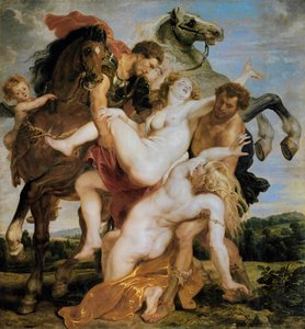 Bortføringen av Leukippos#39; døtre av Castor og Pollux (olje på lerret) av Peter Paul Rubens