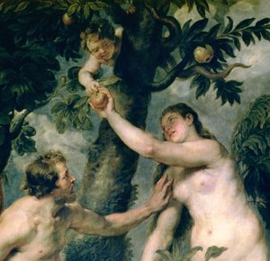 Adam og Eva (kopiert fra maleriet av Titian) (detalj av 51710) av Peter Paul Rubens