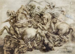 Slaget ved Anghiari, etter Leonardo da Vinci (penn og blekk med vask på papir) av Peter Paul Rubens