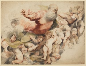 Gud Faderen støttet av engler, etter Pordenone, 1600-03 av Peter Paul Rubens