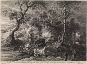 Landskap med en fastkjørt vogn (gravering) av Peter Paul Rubens