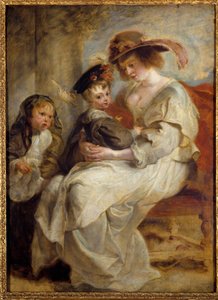 Portrett av Helene Fourment (1614-1673), malerens andre kone med de to barna til ekteparet Maleri av Pierre Paul (Pierre-Paul) Rubens (eller Peter Paul eller Petrus Paulus) (1577-1640) 1634 Søn. 1,15x0,85 m av Peter Paul Rubens