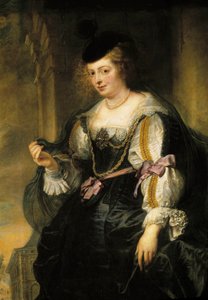 Portrett av Helene Fourment på vogna. Helene Fourment (1614-1673), andre kone til maleren Detail. Maleri av Pierre Paul (Pierre-Paul) Rubens (eller Peter Paul eller Petrus Paulus) (1577-1640) av Peter Paul Rubens