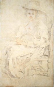 Portrait of a Woman, muligens Helena Fourment, ca. 1630-35 (svart og rødt kritt på papir) av Peter Paul Rubens