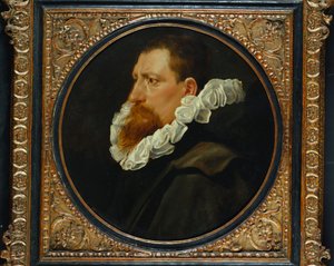 Portrett av en herre, liten bystelengde, iført hvit ruff og grå kappe av Peter Paul Rubens