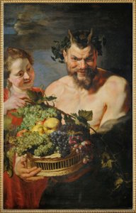 Satyr og jente med en fruktkurv av Peter Paul Rubens