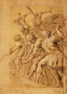 Soldater ødelegger en bro, av Peter Paul Rubens