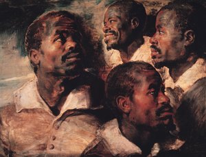 Studier av hodet til en svart (olje på lerret) av Peter Paul Rubens