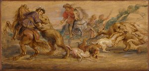 Studie for "The Bear Hunt" (for Alcázar, Madrid) av Peter Paul Rubens