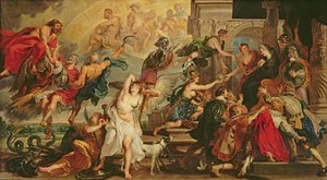 Apoteosen til Henri IV og proklamasjonen av regenten til Marie de Medici, 1622-25 av Peter Paul Rubens