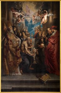 The Dispute of the Holy Sacrament, ca. 1609 (olje på panel) av Peter Paul Rubens