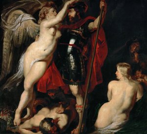 The Hero of Virtue Mars, er garlandert av Seiersgudinnen, ca 1616. av Peter Paul Rubens
