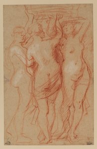 The Three Graces, ca. 1635-40 (rødt og hvitt kritt på papir) av Peter Paul Rubens