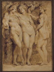 Tre nåder (monokromt maleri av Peter Paul Rubens