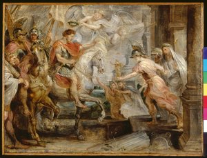 Triumferende inntog av Konstantin i Roma (olje på tre) av Peter Paul Rubens