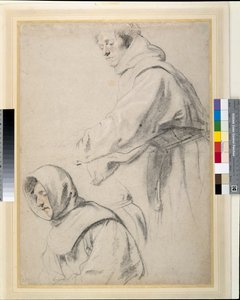 To fransiskanerbrødre (kritt på papir) av Peter Paul Rubens