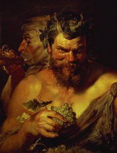 To Satyrer (olje på panel) av Peter Paul Rubens
