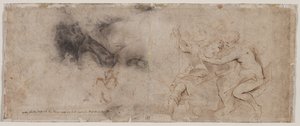 Venus avvæpner Mars, draperistudie, ca. 163235. av Peter Paul Rubens