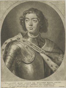 Portrett av keiser Peter I den store 1672-1725, um 1700. av Peter Schenk