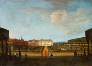 Utsikt over hagen og Main Parterre i Winchendon House av Peter Tillemans