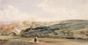 Et landskap med figurer på Malvern av Peter de Wint