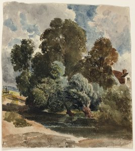 Grove of Trees (recto), Sketch of Aderley Church (verso) av Peter de Wint