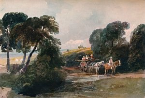 Høyvogn krysser en bekk, c1824 av Peter de Wint