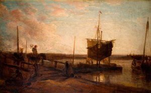 Kai med båter, 1800-50. av Peter de Wint