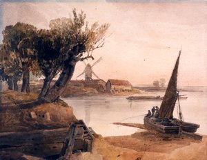 On the River Witham (wc på vevd papir)