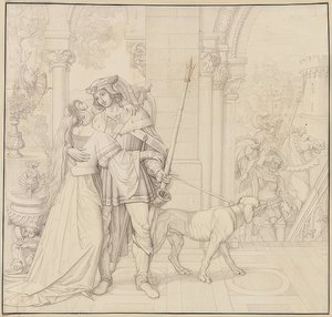 Sju tegninger på Nibelungene: 4. Siegfried forberedte seg på jakten. 1812-17
