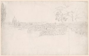 Fantasy Panorama av Roma fra St. Peters til Castel San Angelo av Peter von Hess