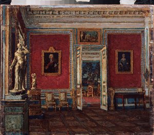I Kuskovo-palasset (Moskva) (I Kuskovo-palasset) - Maleri av Pyotr Ivanovich Petrovichev (Piotr Petrovichev) (1874-1947), olje på lerret - Russisk kunst sent på 1800- og 1900-tallet - Statens kunstmuseum, Perm (Russland) av Petr Ivanovic Petrovichev