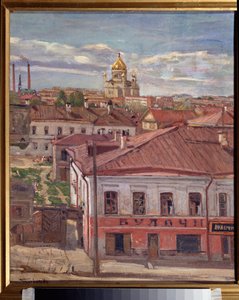 Utsikt over Moskva. Maleri av Pyotr Ivanovich Petrovichev (Piotr Petrovichev) (1874-1947), olje på lerret, ca 1900. Russisk kunst, 20. århundre. Statens kunstmuseum for Republikken Karelia, Petrozavodsk (Russland).