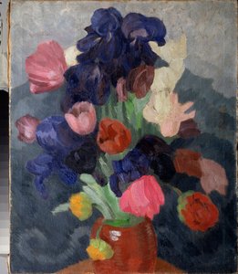 Bunch of Flowers - Maleri av Pyotr (Piotr, Petr) Savvich Utkin (Utkin) (1877-1934), olje på lerret