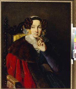 Portrett av M.I. Zhadimirovskaya (?). Maleri av Pyotr Vasilyevich Basin (1793-1877), olje på lerret. russisk kunst