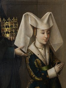 Detalj av Isabella av Portugal og St. Elizabeth, ca. 1457-60 (olje på lerret) av Petrus Christus