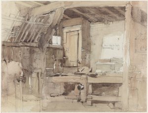 Hjørne av snekkerverkstedet til Klingelbeek-huset i Oosterbeek av Petrus Franciscus Greive