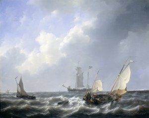 Sjølandskap fra Zeelands farvann av Petrus Johann Schotel