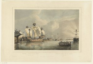 Slaget ved Gouwe, 1304 Sjøslag på Gouwe 11. august 1304 / Combat naval sur la Goude 11 Aout 1304 (tittel på objekt)